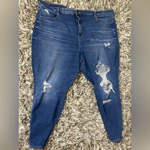 American Eagle Outfitters Dark Blue Distressed Jeggings